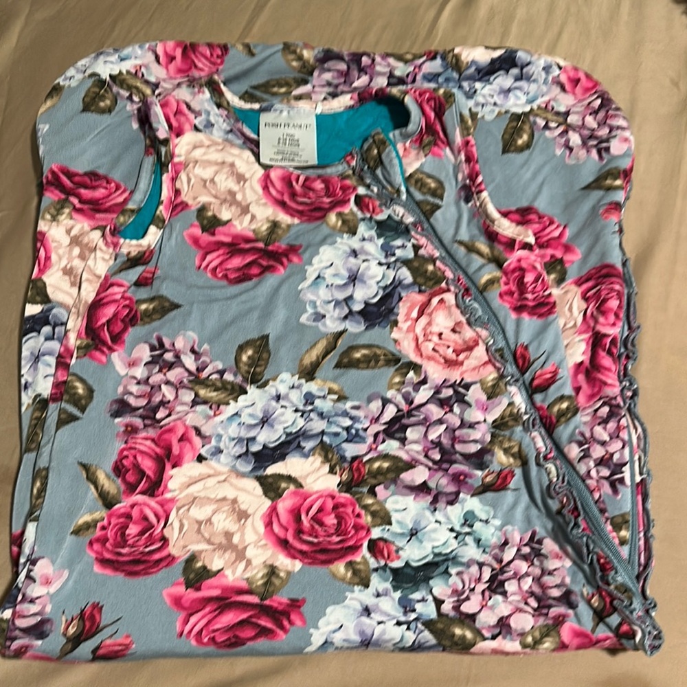 Posh Peanut Floral Sleep Sack in Blue with Pink, Purple, Cream Flowers